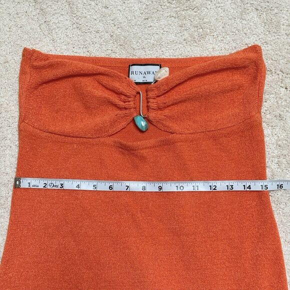 Runaway The Label Luna Halter Side Slit Marble Stone Detail Orange Maxi Dress XL - Picture 11 of 14